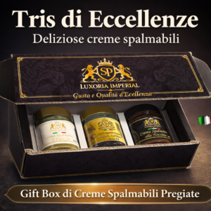 Tris Gourmet Luxoria – Pistacchio, Sfere di Cioccolato e Crema al Caffè